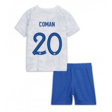 Frankrike Kingsley Coman #20 Bortaställ Barn VM 2022 Korta ärmar (+ Korta byxor)
